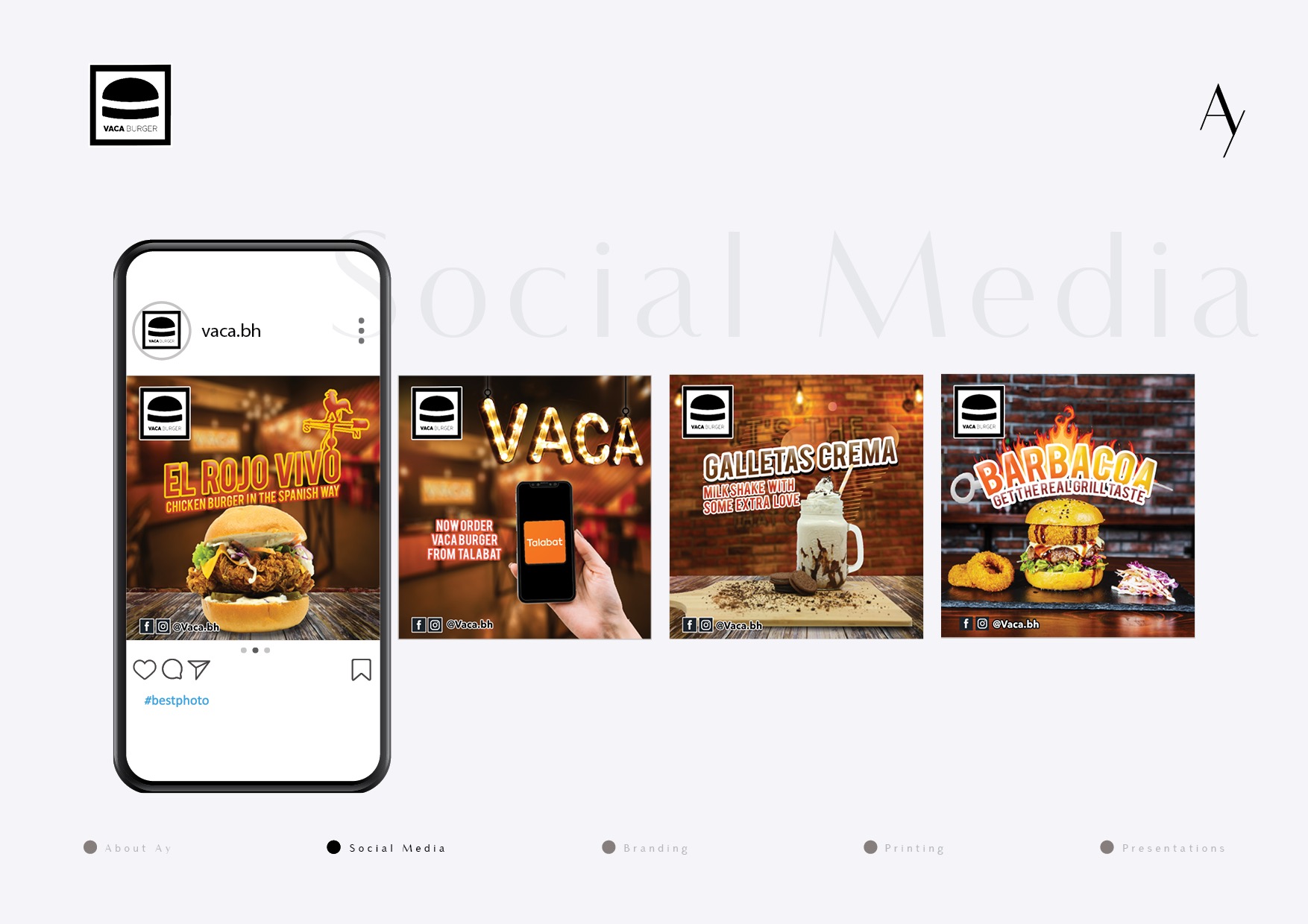 تصميم سوشيال ميديا لـ VACA Burger — AY. Design